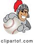 Vector Illustration of a Cartoon Knight Mascot Grabbing a Baseball by Mascot Junction