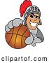 Vector Illustration of a Cartoon Knight Mascot Grabbing a Basketball by Mascot Junction
