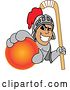 Vector Illustration of a Cartoon Knight Mascot Holding a Hockey Ball and Stick by Mascot Junction