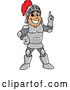 Vector Illustration of a Cartoon Knight Mascot Holding up a Finger by Mascot Junction