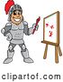Vector Illustration of a Cartoon Knight Mascot Painting a Canvas by Mascot Junction
