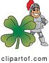 Vector Illustration of a Cartoon Knight Mascot with a St Patricks Day Clover by Mascot Junction