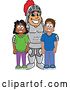 Vector Illustration of a Cartoon Knight Mascot with Students by Mascot Junction