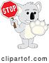 Vector Illustration of a Cartoon Koala Bear Mascot Gesturing Stop and Holding a Sign by Toons4Biz