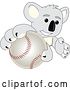 Vector Illustration of a Cartoon Koala Bear Mascot Grabbing a Baseball by Mascot Junction