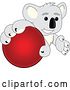 Vector Illustration of a Cartoon Koala Bear Mascot Grabbing a Red Ball by Mascot Junction