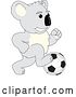 Vector Illustration of a Cartoon Koala Bear Mascot Playing Soccer by Mascot Junction