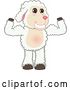 Vector Illustration of a Cartoon Lamb Mascot Flexing His Muscles by Mascot Junction