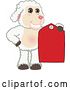 Vector Illustration of a Cartoon Lamb Mascot Holding a Red Clearance Sales Tag by Mascot Junction