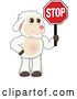 Vector Illustration of a Cartoon Lamb Mascot Holding a Stop Sign by Mascot Junction