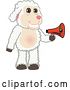 Vector Illustration of a Cartoon Lamb Mascot Holding an Announcement Megaphone by Toons4Biz
