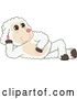 Vector Illustration of a Cartoon Lamb Mascot Resting on His Side by Mascot Junction