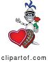 Vector Illustration of a Cartoon Lancer Mascot Holding a Rose over Valentines Day Chocolates by Mascot Junction