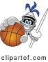 Vector Illustration of a Cartoon Lancer Mascot Holding up a Lance and Basketball by Mascot Junction