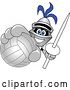 Vector Illustration of a Cartoon Lancer Mascot Holding up a Lance and Volleyball by Mascot Junction