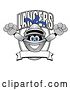 Vector Illustration of a Cartoon Lancer Mascot Leaping out of a Shield with Text and a Blank Banner by Mascot Junction