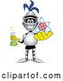 Vector Illustration of a Cartoon Lancer Mascot Student Holding a Science Beaker and Atom by Mascot Junction