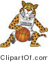 Vector Illustration of a Cartoon Leopard Mascot Playing Basketball by Mascot Junction