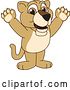 Vector Illustration of a Cartoon Lion Cub School Mascot Cheering by Mascot Junction