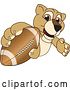 Vector Illustration of a Cartoon Lion Cub School Mascot Grabbing a Football by Mascot Junction