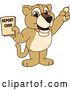 Vector Illustration of a Cartoon Lion Cub School Mascot Holding a Report Card by Mascot Junction