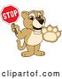 Vector Illustration of a Cartoon Lion Cub School Mascot Holding a Stop Sign by Toons4Biz