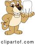 Vector Illustration of a Cartoon Lion Cub School Mascot Holding a Tooth by Mascot Junction