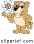 Vector Illustration of a Cartoon Lion Cub School Mascot Holding an Atom by Mascot Junction