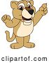 Vector Illustration of a Cartoon Lion Cub School Mascot Holding up a Finger by Mascot Junction