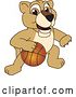 Vector Illustration of a Cartoon Lion Cub School Mascot Playing Basketball by Mascot Junction