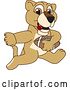 Vector Illustration of a Cartoon Lion Cub School Mascot Playing Football by Mascot Junction