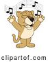 Vector Illustration of a Cartoon Lion Cub School Mascot Singing by Mascot Junction