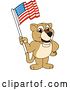 Vector Illustration of a Cartoon Lion Cub School Mascot Waving an American Flag by Toons4Biz