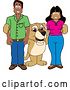 Vector Illustration of a Cartoon Lion Cub School Mascot with Happy Teachers or Parents by Mascot Junction