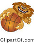 Vector Illustration of a Cartoon Lion Mascot Grabbing a Basketball by Mascot Junction