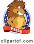 Vector Illustration of a Cartoon Lion Mascot on a Pride Badge by Mascot Junction