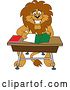 Vector Illustration of a Cartoon Lion Mascot Organizing and Doing Homework, Symbolizing Organization by Mascot Junction