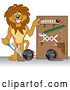 Vector Illustration of a Cartoon Lion Mascot Showing a Toothpaste Dispenser Invention, Symbolizing Being Resourceful by Mascot Junction