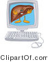 Vector Illustration of a Cartoon Liver Mascot on a Computer Screen by Toons4Biz