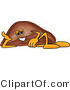 Vector Illustration of a Cartoon Liver Mascot Reclined by Mascot Junction