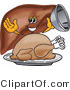Vector Illustration of a Cartoon Liver Mascot Serving a Thanksgiving Turkey by Mascot Junction