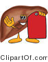 Vector Illustration of a Cartoon Liver Mascot with a Red Price Tag by Mascot Junction