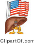 Vector Illustration of a Cartoon Liver Mascot with an American Flag by Mascot Junction