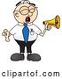 Vector Illustration of a Cartoon Loud White Businessman Nerd Mascot Screaming into a Megaphone by Toons4Biz