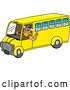 Vector Illustration of a Cartoon Male Viking School Mascot Driving a School Bus by Mascot Junction