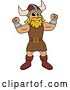 Vector Illustration of a Cartoon Male Viking School Mascot Flexing His Muscles by Mascot Junction