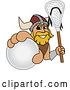 Vector Illustration of a Cartoon Male Viking School Mascot Holding a Lacrosse Ball and Stick by Mascot Junction