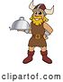 Vector Illustration of a Cartoon Male Viking School Mascot Holding a Platter by Mascot Junction