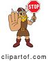 Vector Illustration of a Cartoon Male Viking School Mascot Holding a Stop Sign by Mascot Junction