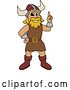 Vector Illustration of a Cartoon Male Viking School Mascot Holding up a Finger by Mascot Junction